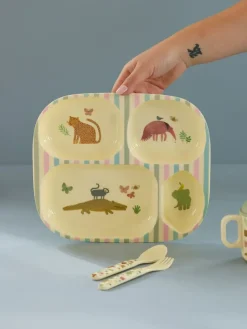 Rice children's plate melamine 4 compartments, Sweet Jungle Print