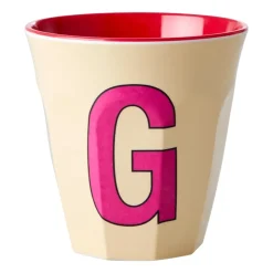 Rice melamin cup medium letter - G 30 cl, Pastel yellow