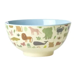 Rice melamine bowl medium, Sweet Jungle Print-Soft blue