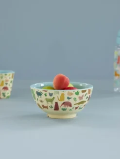 Rice melamine bowl medium, Sweet Jungle Print-Soft blue