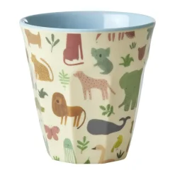 Rice melamine cup medium, Sweet Jungle Print-Soft blue