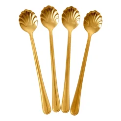 Rice Seashell latte spoon 19 cm 4-pack, Gold
