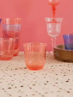 Rice tumbler glass bubble design acrylic 41 cl, Peach