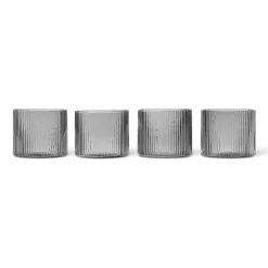 Ripple glass low 4-pack, Smoked Grey