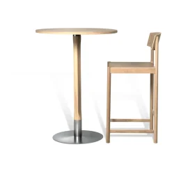 Rod bar table Ø70 cm, White pigmented matte lacquered oak