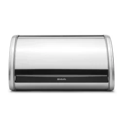 Roll Top bread bin small, matte steel