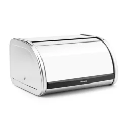 Roll Top bread bin small, brilliant steel