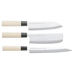 Satake Houcho knife set nakiri, sashimi & santoku, 3 pieces