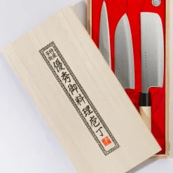 Satake Houcho knife set nakiri, sashimi & santoku, 3 pieces