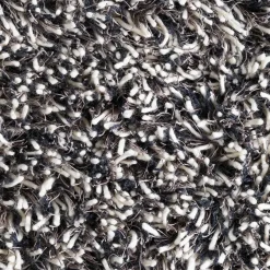 Shaggy rug round, White/charcoal, 220 cm