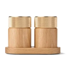 Sina salt and pepper mill 6 cm, Oak-brass