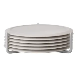 Singles coaster 6-pack with holder, Warm grey