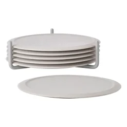 Singles coaster 6-pack with holder, Warm grey