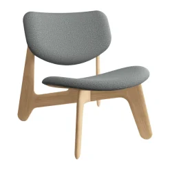 Slab lounge chair upholstered seat, Natural brushed oak-Hallingdal 0130 mid grey