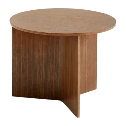Slit coffee table Ø45 cm, Lacquered walnut