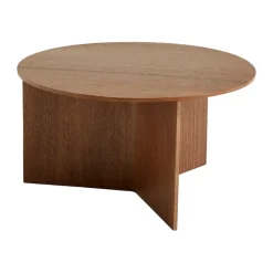 Slit coffee table Ø65 cm, Lacquered walnut