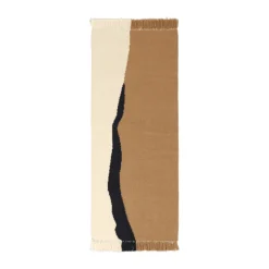 Soil Kelim walking mat, Dark sand-off white, 70x180 cm