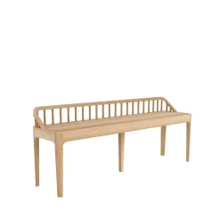 Spindle bench 60x150 cm, Oak with backrest