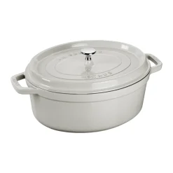 Staub La Cocotte oval cast iron pot 6.7 L, White truffle
