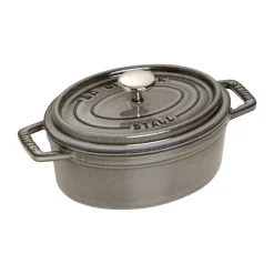 Staub La Cocotte oval cast iron pot 0.6 L, Graphite gray