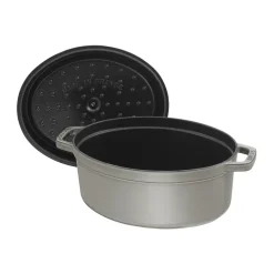 Staub La Cocotte oval cast iron pot 0.6 L, Graphite gray