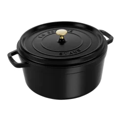 Staub La Cocotte round casserole cast iron 12.6 L, Black