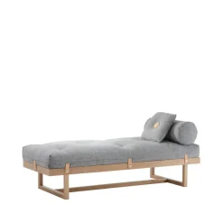 Stay day bed, Fabric grey. body in whiteoiled oak