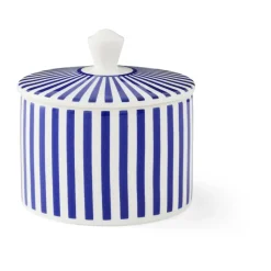 Steccato sugar bowl with lid 29 cl, Blue-white