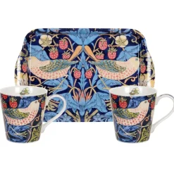 Strawberry Thief mug and tray set, Blue