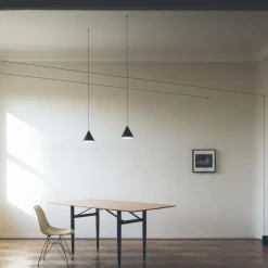 String Light Cone pendant, Black, 12m cable