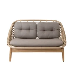String 2-seater sofa teak legs, Cane-Line Airtouch taupe