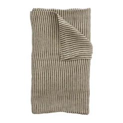 Stripe linen tablecloth 150x300 cm, Black sand