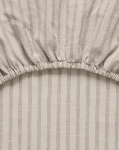 Stripe Mauve fitted sheet, 60x120x20 cm