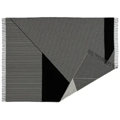 Stripes cotton throw, black
