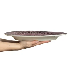 Stripes platter 30x35 cm, plum