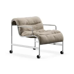 Sunny armchair with armrests, Mauro Putty-chrome frame with wheels