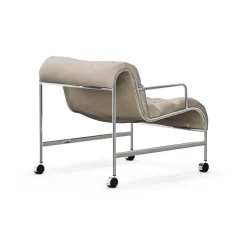 Sunny armchair with armrests, Mauro Putty-chrome frame with wheels