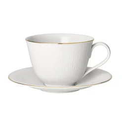 Swedish Grace Gala teacup with saucer, white