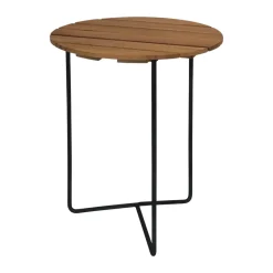 Table 6B table, Untreated teak-black, Ø60 cm