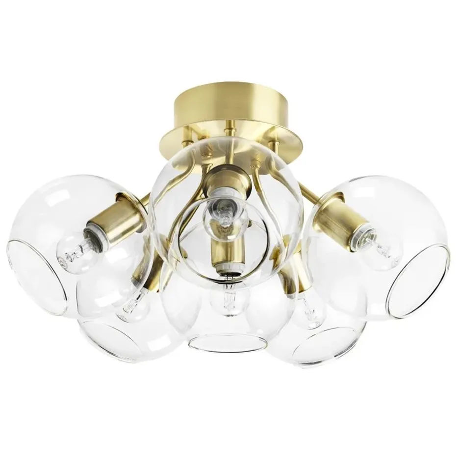 Tage ceiling lamp, brass-clear glass