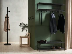 Tamburin hat shelf 60 cm, Black oiled oak-black