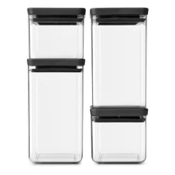 TASTY+ square storage jar set, Dark grey