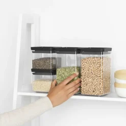 TASTY+ square storage jar set, Dark grey