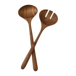 Teak salad servers 2 pieces, Brown