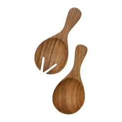 Teak salad servers small 2 pieces, Brown