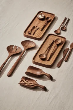Teak salt spoon, Brown
