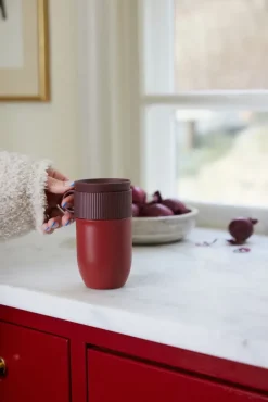 Ted car mug thermos mug 28 cm, Wine red