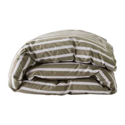 Tell Me More striped duvet cover cotton, Olive, 150x200 cm