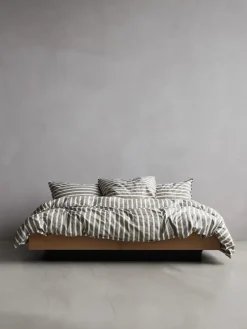 Tell Me More striped pillowcase cotton, Olive, 50x75 cm