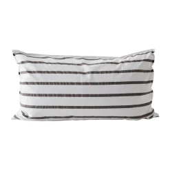 Tell Me More striped pillowcase cotton, Taupe, 50x90 cm